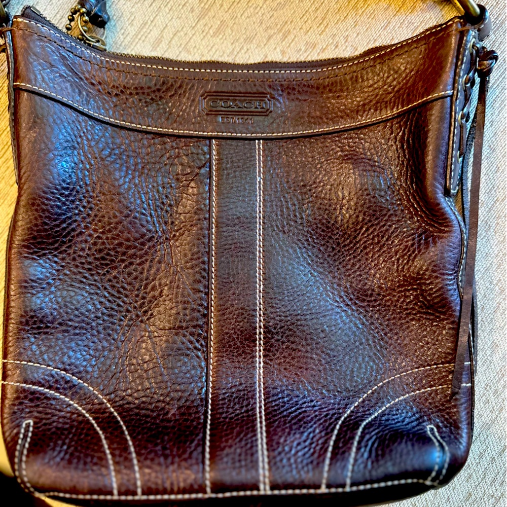 Rich Brown Vintage Leather Coach Crossbody